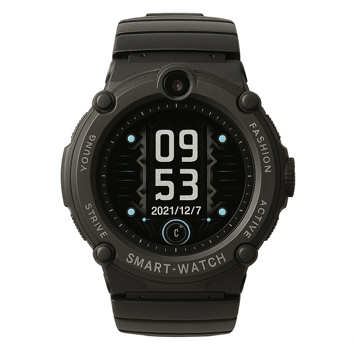 Watchmark GPS Smartwatch fekete, szilikon szíj 1.28 inch