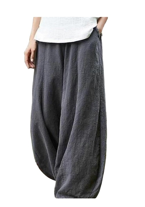 Pantaloni dama, bumbac/in, casual, gri