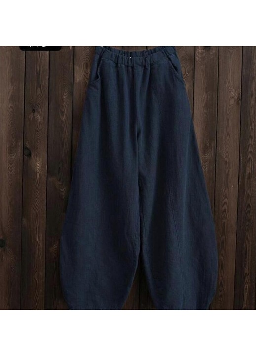 Pantaloni casual, bleumarin, bumbac, pentru femei