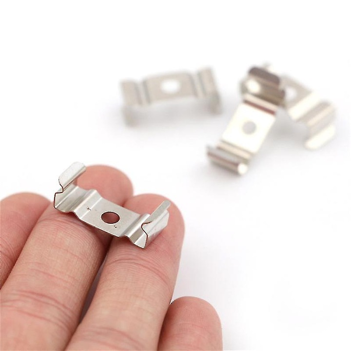 Комплект от 4 държача за флуоресцентни тръби T5, сребристи, 23x10x10mm