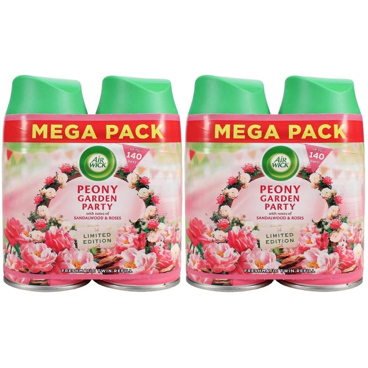 4 db-os Freshmatic Automata légfrissítő szett, 250 ml, Bazsarózsakert illat, illóolajokkal