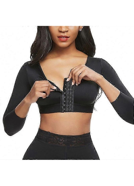 Top modelator cu sutien compresiv, negru, material elastic, suport pentru spate., 4XL INTL