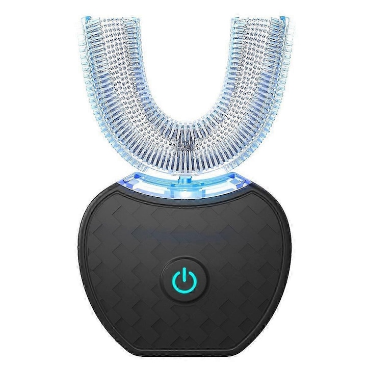 Elektromos U-alakú fogkefe, 360°-os tisztítás, fogfehérítés, fekete