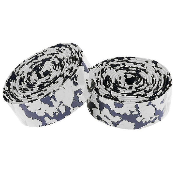 Ghidoline bicicleta, neagra si alba, mansoane slip-resistant, usor de instalat, set