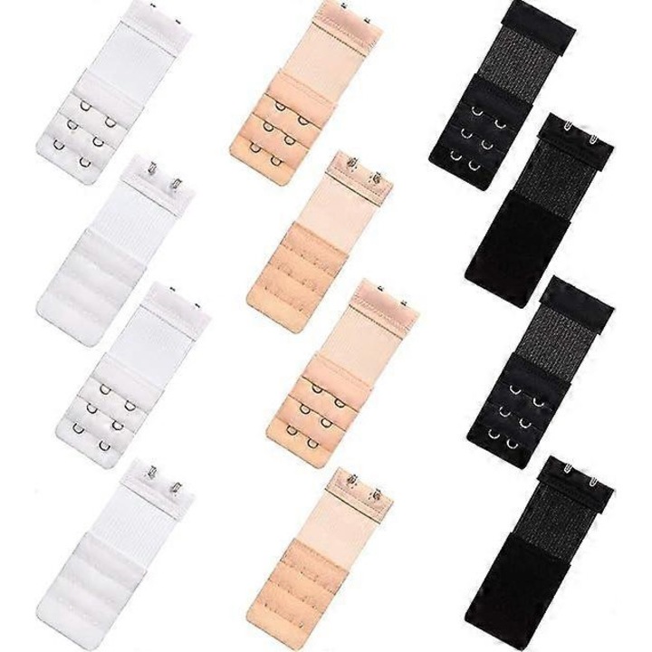 Set 12 extensii pentru sutien, 3 culori, 9.8x3.2cm