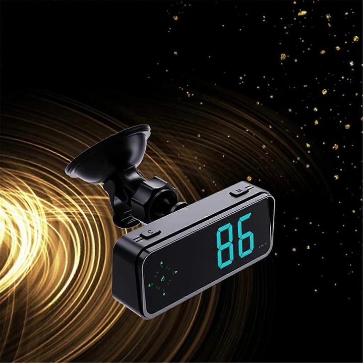 Цифров GPS индикатор за скорост, измерване на скорост, опора за кола, черен, пластмаса