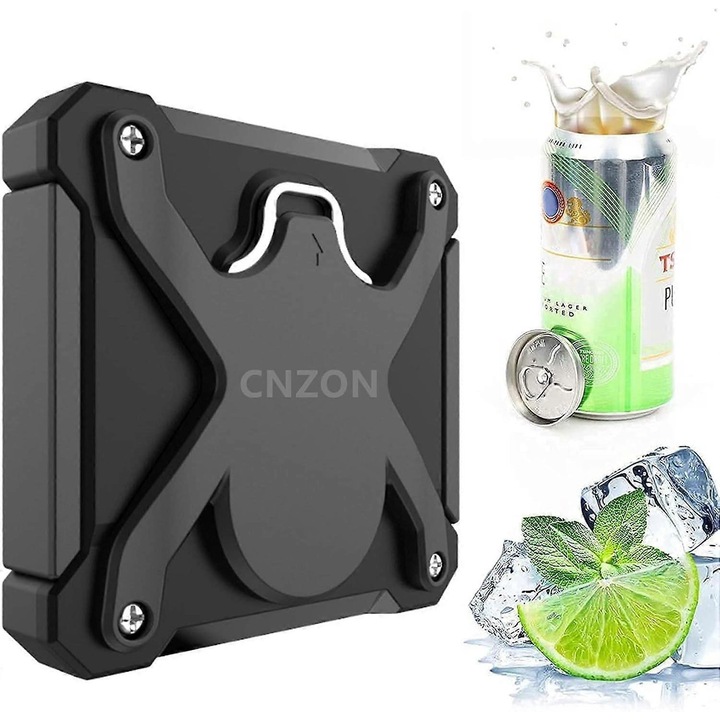 Konzervnyitó 2 az 1-ben, sima éllel, fekete, kompakt méretek