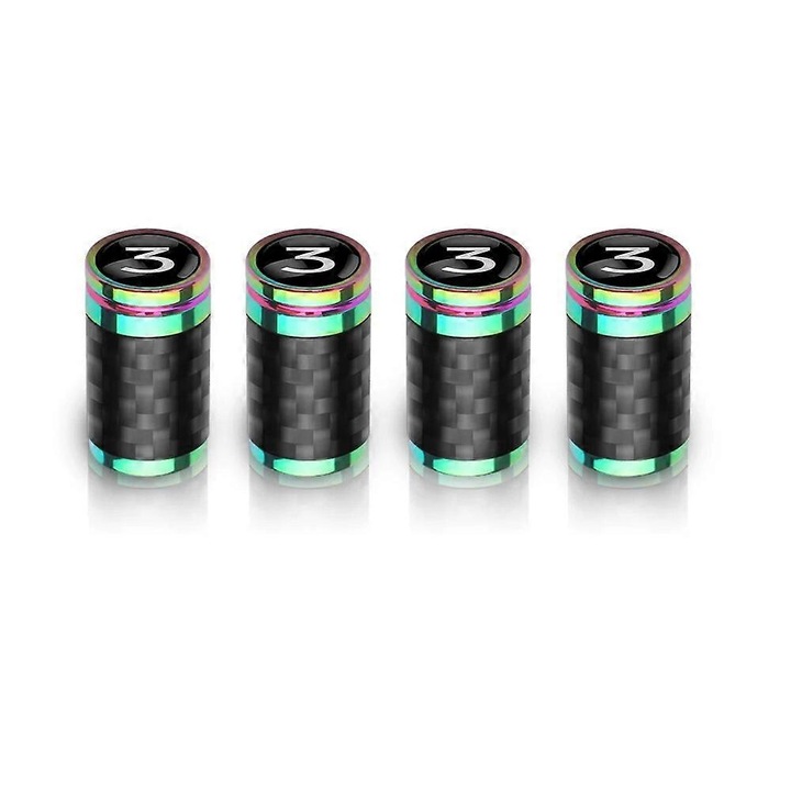 Set 4 capace ventil pentru anvelope auto, aluminiu, anti-furt, impermeabile, negru/albastru