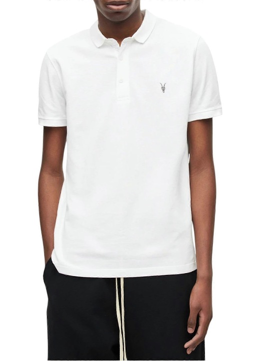Tricou polo All Saints pentru barbati, model Reform, slim fit, alb, bumbac, S INTL