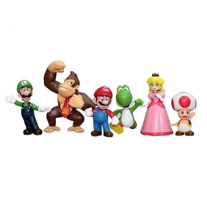 Figurák, TAKARA TOMY, SUPER MARIO, 6 darabos készlet, PVC, 4-7cm