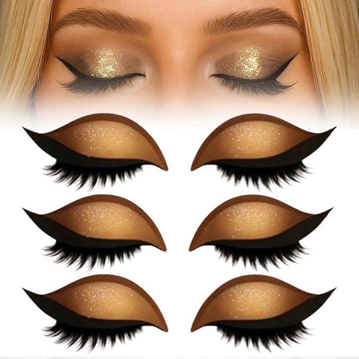 Set de stickere pentru gene, 2 in 1, waterproof, reutilizabile, multicolor