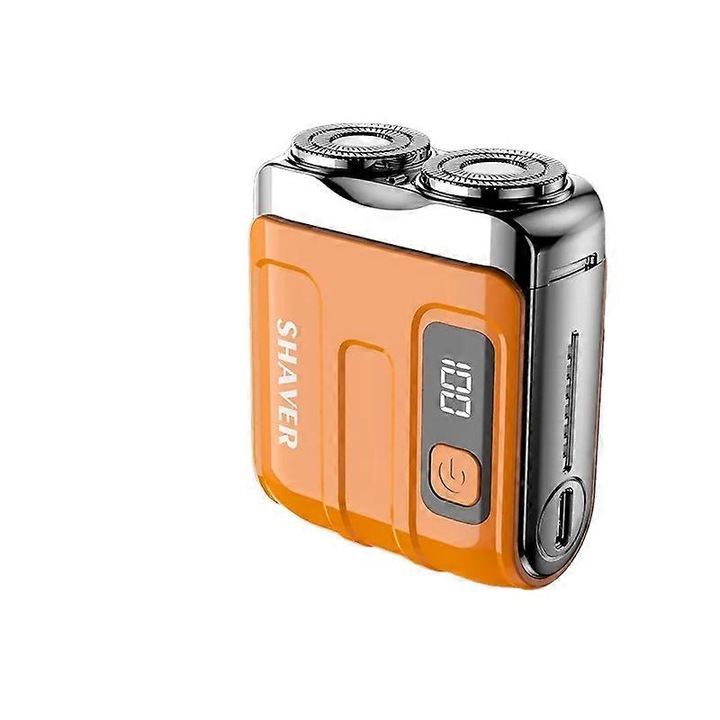 Aparat de ras electric portabil, incarcare rapida Type-C, portocaliu, set complet