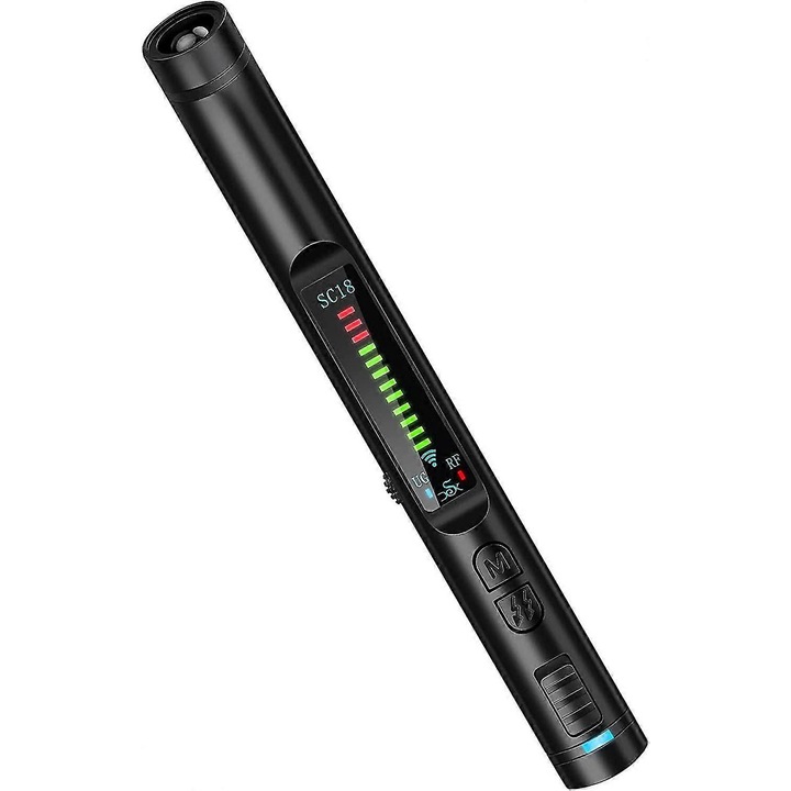 Detector dispozitive spionaj, 1M-8G Hz, 12 niveluri de sensibilitate, design portabil