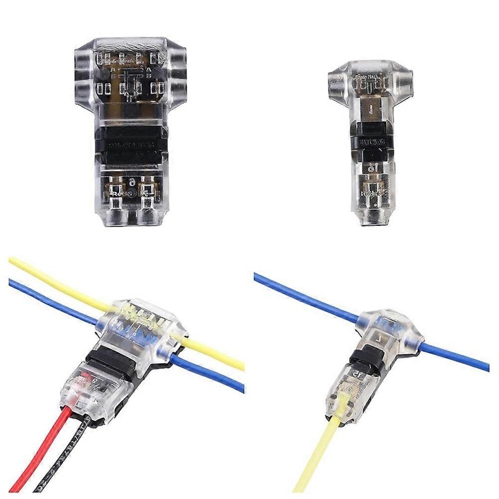 Set conectori T pentru cabluri 14-18 AWG, 6 terminale duble si 6 terminale simple, fara stripping