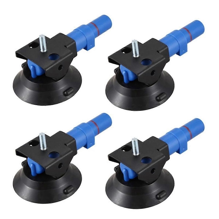 Set 4 pompe de vacuum concave cu filet M6, negru/albastru