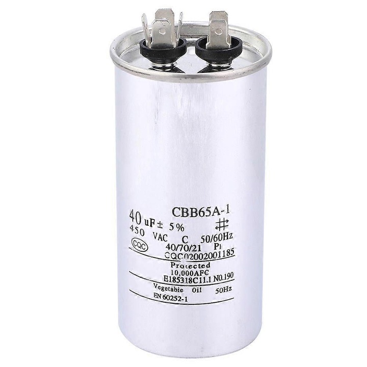Cbb65 40uF 450V кръгъл алуминиево фолиен кондензатор за перални машини