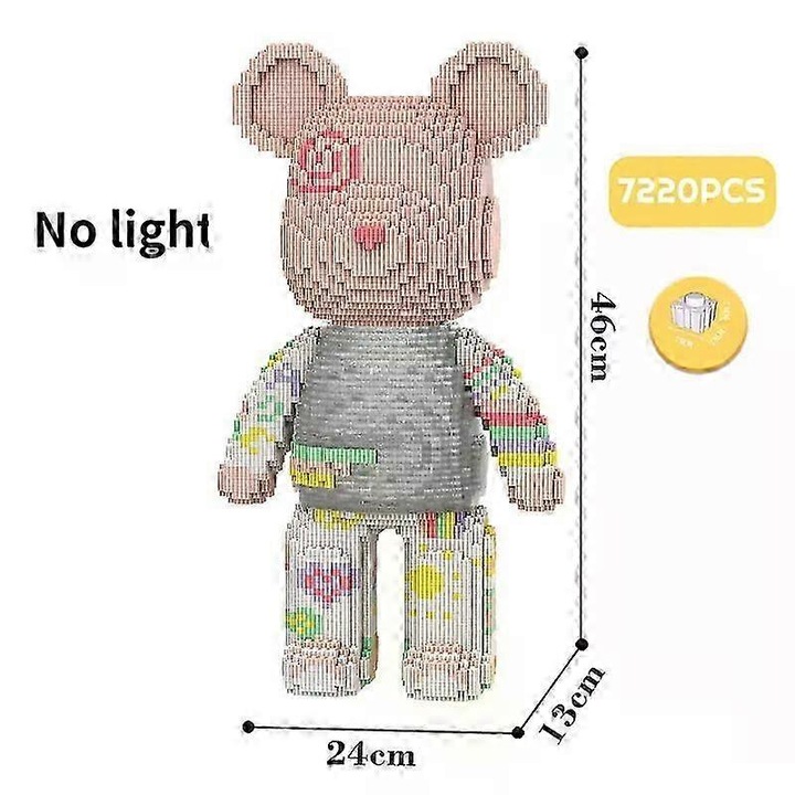 Set de constructie, micro-caramizi, 7220 piese, model Bearbrick Fluid Giant M6890-Y