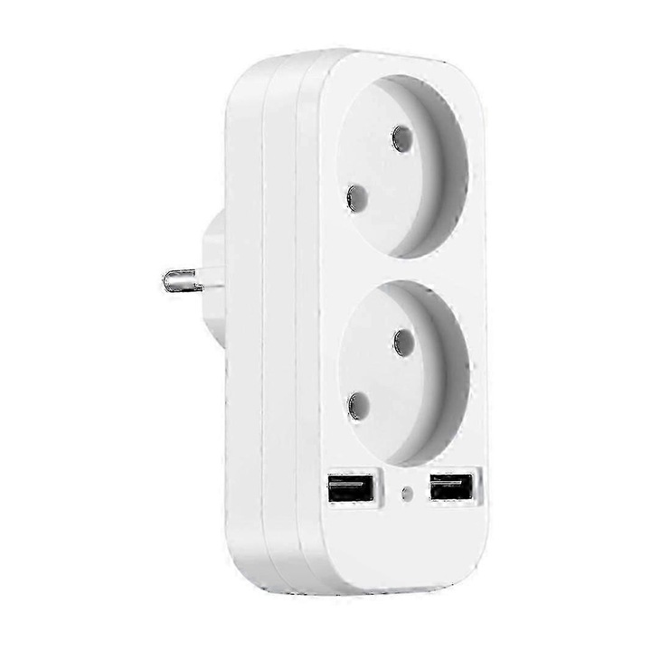 Priza de perete cu multiple socket-uri, alb, design compact, pentru calatorii