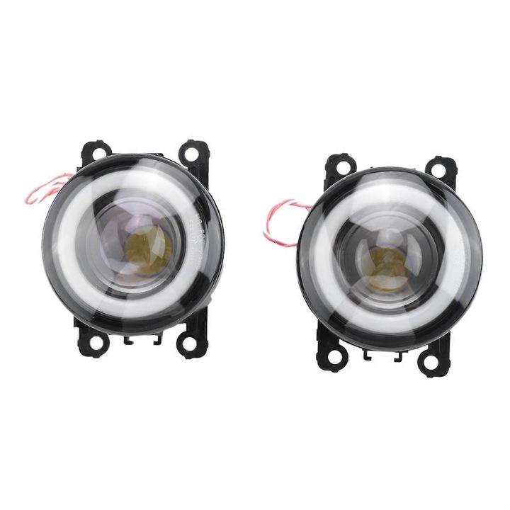 Proiectoare LED cu Angel Eye, set 2 buc, pentru Suzuki Jimny 1998-2017, negru + alb, 35W, 12V