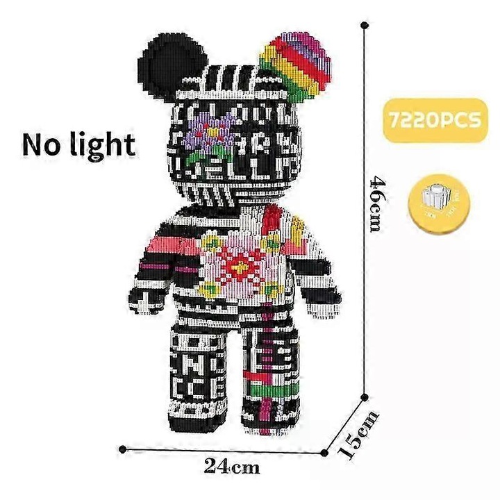 Set de constructie, micro-caramizi, 7220 piese, model Bearbrick Fluid Giant M6888-Y