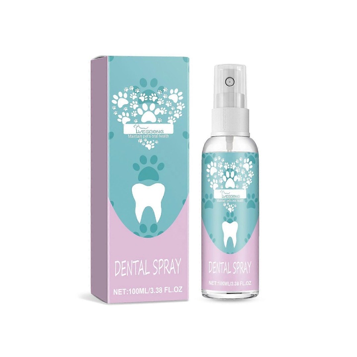 Spray igiena dentara pentru caini si pisici, curatare dinti fara periuta, set 2 bucati, mint