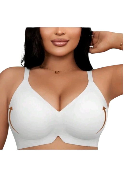 Sutien sport, fara cusatura, alb, din bumbac, cu efect push up, XL