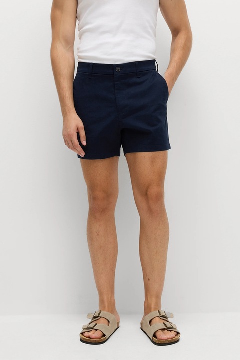 Marks & Spencer, Bermude chino cu talie medie, Albastru/Bleumarin