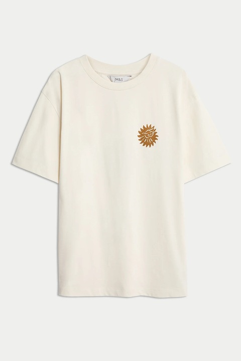 Marks & Spencer, Tricou lejer cu imprimeu, Maro/Crem