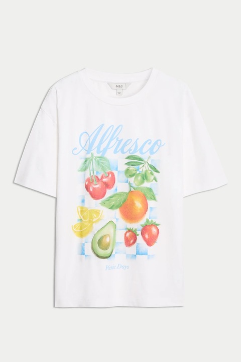 Marks & Spencer, Tricou lejer cu imprimeu, Rosu/Verde/Galben