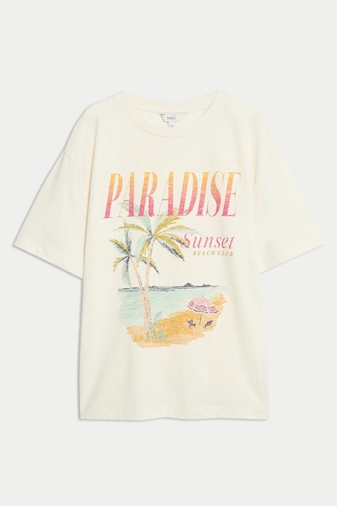 Marks & Spencer, Tricou lejer cu imprimeu, Galben/Bej/Albastru