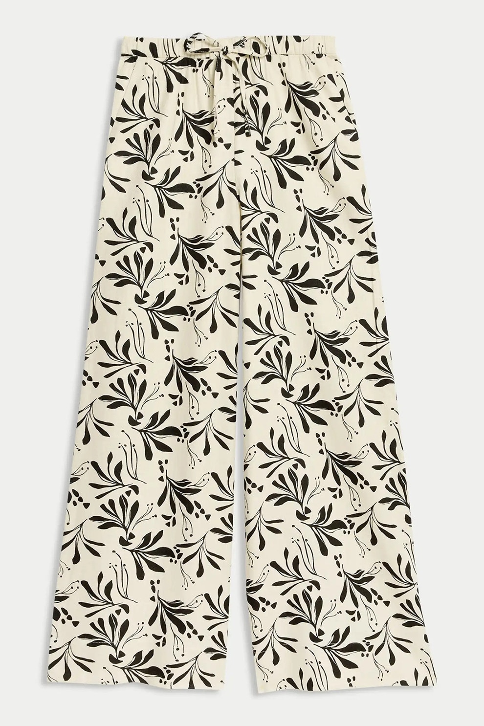 June, Pantaloni din amestec de in cu croiala ampla si model floral