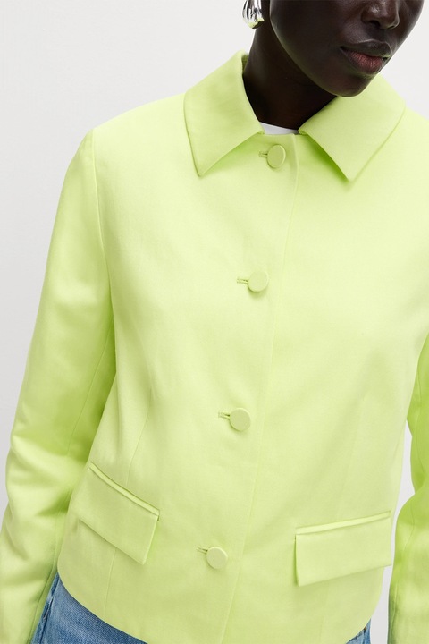 Marks & Spencer, Sacou din amestec de in cu guler ascutit si nasturi, Verde electric