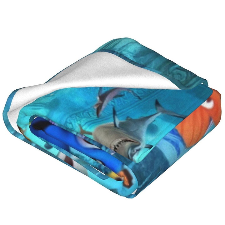 Patura ultra-moale din microfleece Finding Nemo, 80x60in, multicolor, 150x200cm