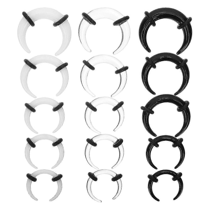 Set 15 inele septum, diverse culori, 2.00x2.00x0.50cm, material acrilic