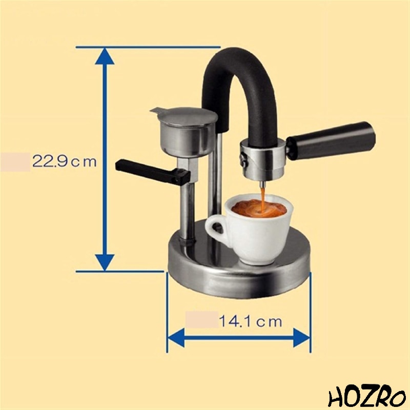 Aparat Portabil HOZRO, Solutia inteligenta pentru un espresso autentic italian direct de pe aragaz, din Inox, Ideal pentru Acasa, Birou, Calatorii, Camping sau Picnic, Tip Espresso Manual