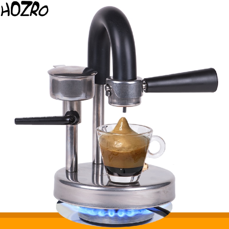 Aparat Portabil HOZRO, Solutia inteligenta pentru un espresso autentic italian direct de pe aragaz, din Inox, Ideal pentru Acasa, Birou, Calatorii, Camping sau Picnic, Tip Espresso Manual