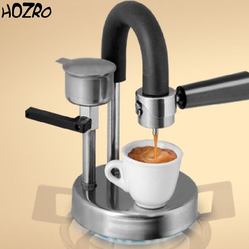Aparat Portabil HOZRO, Solutia inteligenta pentru un espresso autentic italian direct de pe aragaz, din Inox, Ideal pentru Acasa, Birou, Calatorii, Camping sau Picnic, Tip Espresso Manual