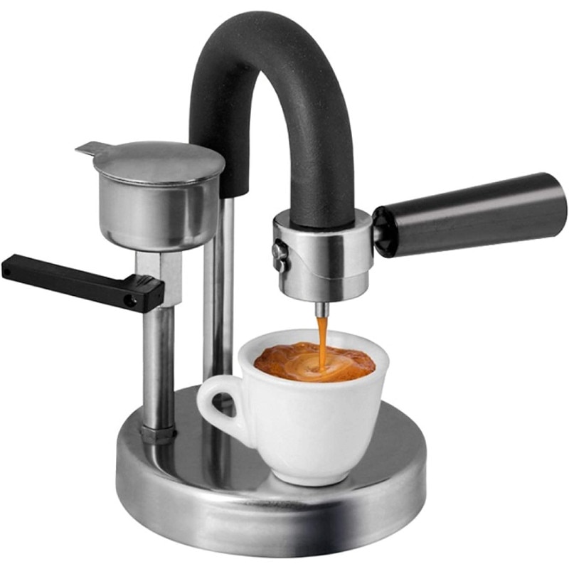 Aparat Portabil KAMIRA, Solutia inteligenta pentru un espresso autentic italian direct de pe aragaz, din Inox, Ideal pentru Acasa, Birou, Calatorii, Camping sau Picnic, Tip Espresso Manual