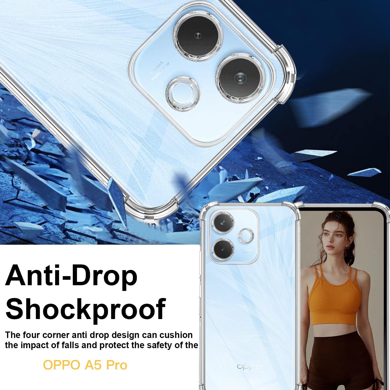 Husa Anti soc, transparenta compatibila cu OPPO A5 Pro