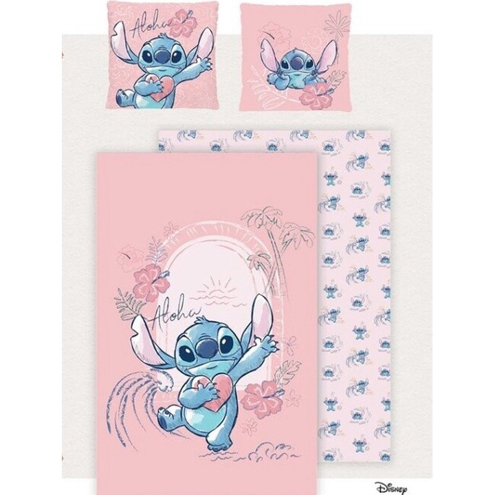 Ágyneműhuzat-szett, Disney Lilo és Stitch, Pamut, Színes, Méret: 140 cm x 200 cm