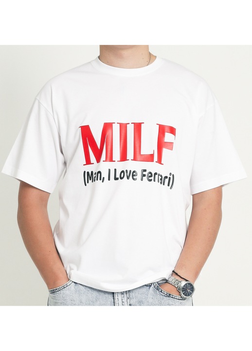 Unisex, Oversized, Fehér, Pamut, Ferrari, Formula 1 Póló, Fehér, L