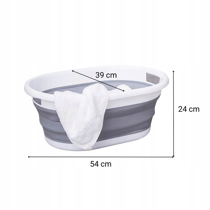 25-литров сгъваем силиконов леген, голяма сгъваема купа за пране, вана за кучета, миене на плодове и зеленчуци, сгъваем, издръжлив, лесен за почистване, сив цвят