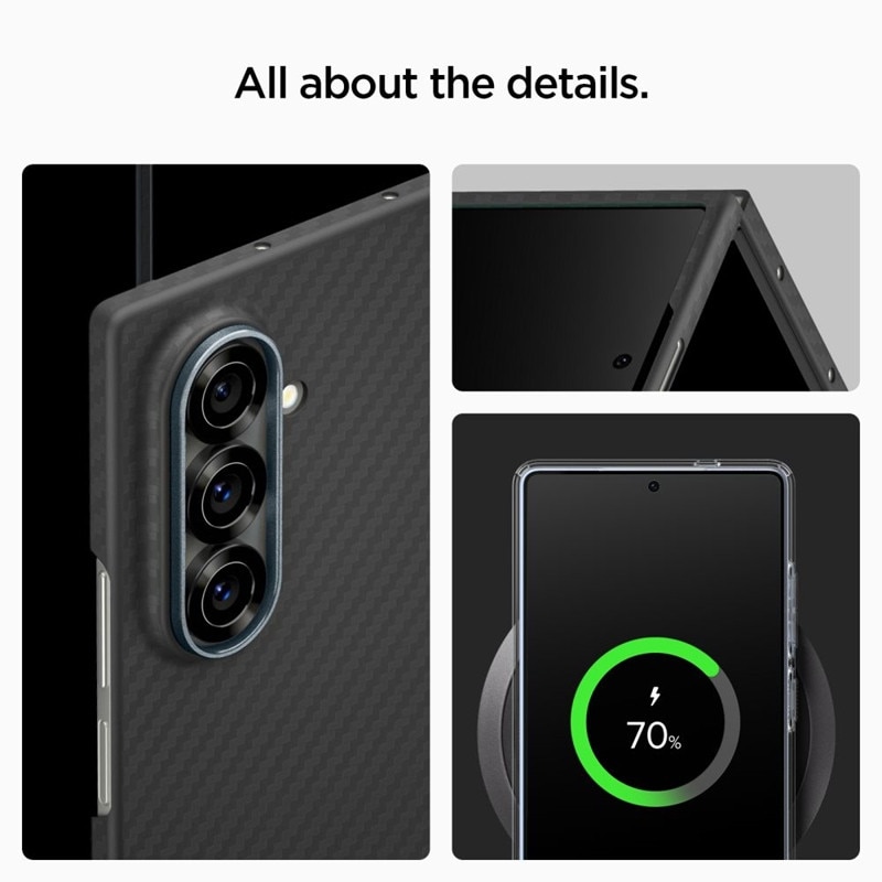 Husa telefon Spigen Airskin Aramid, protectie subtire, poliicarbonat si fibra aramidica, neagra, pentru Samsung Galaxy Z Fold 7