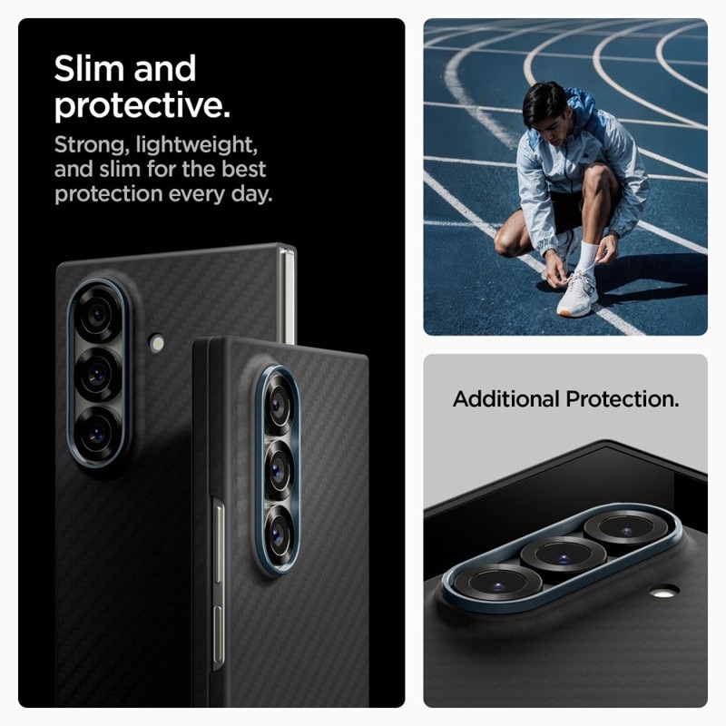 Husa telefon Spigen Airskin Aramid, protectie subtire, poliicarbonat si fibra aramidica, neagra, pentru Samsung Galaxy Z Fold 7