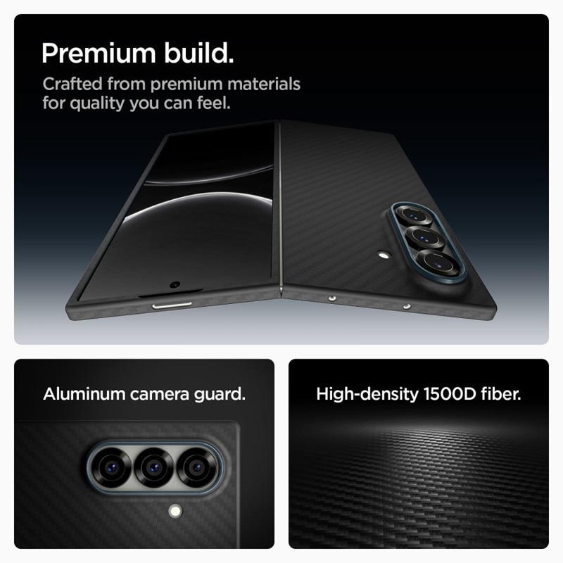 Husa telefon Spigen Airskin Aramid, protectie subtire, poliicarbonat si fibra aramidica, neagra, pentru Samsung Galaxy Z Fold 7