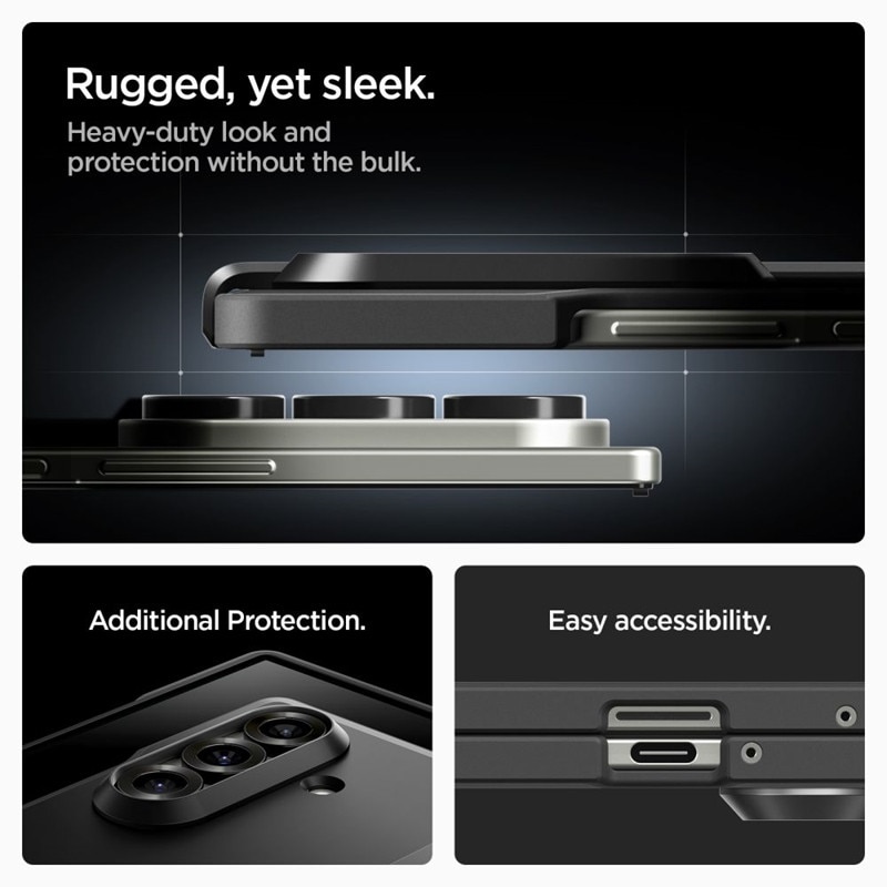 Carcasa Spigen Tough Armor Pro cu MagSafe, compatibila cu Samsung Galaxy Z Fold 7, Negru