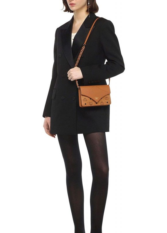 Geanta dama MCM Crossbody Diamond LTH Mix Cognac, piele nappa