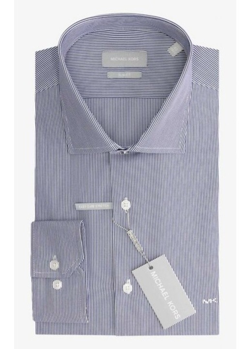 Camasa barbati Michael Kors, slim fit, elastic, albastru-alb, bumbac