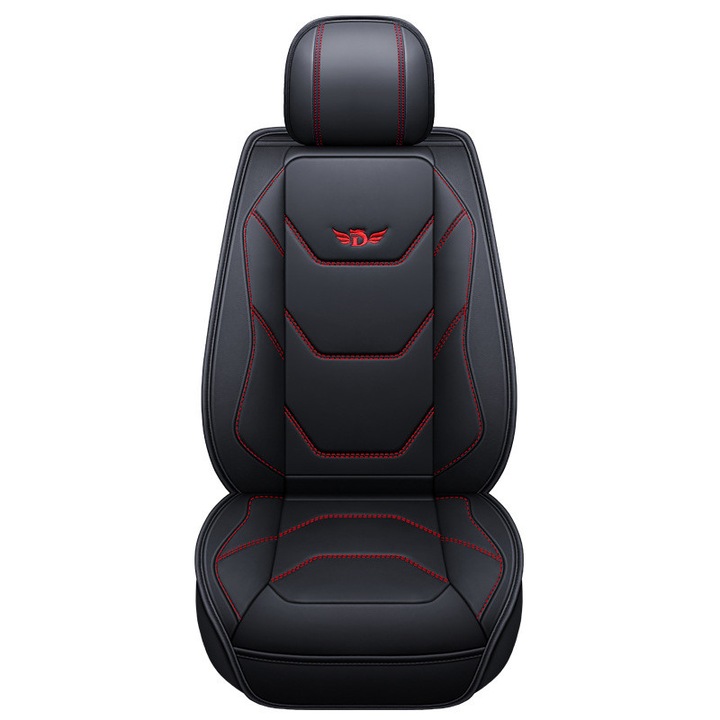 1 piesa set fata din piele Husa scaun auto acoperire universal rezistent la uzura compatibil cu airbag-uri de siguranta instalare lumina negru rosu