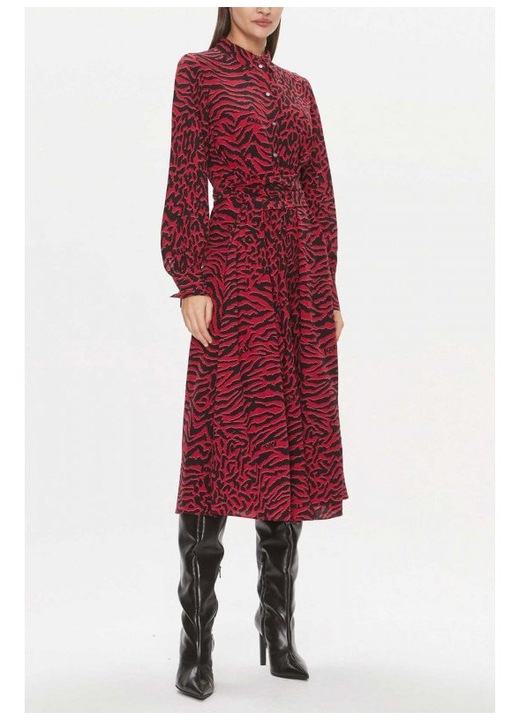 Rochie dama Karl Lagerfeld, animal print, viscoza, rosu/negru